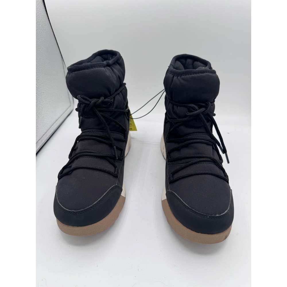 All in Motion Water Repellent Puffer Snow Boots Womens 8 Black Quilted Lace Up